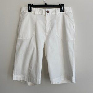 TravelSmith White Cotton Blend Bermuda Shorts